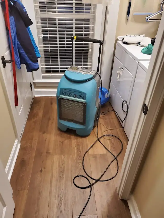Commercial dehumidifier deployed for Flood Damage Cleanup in New Castle