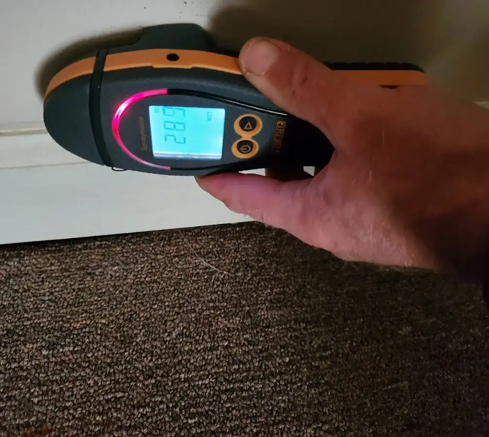 Moisture detection at baseboard during Sewage Cleanup & Sanitation in New Castle